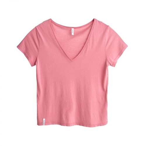 360 Icôn, Simple oversize V-neck T-shirt Różowy, female, 243.39PLN