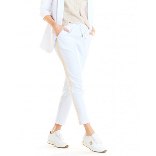 Awama, Spodnie z lampasem A270 Biały, female, 111.20PLN