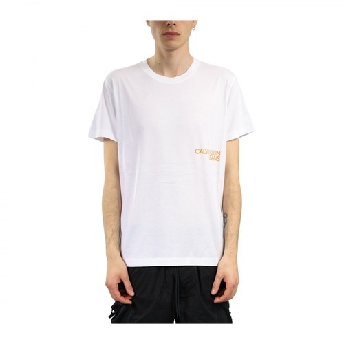 Calvin Klein Jeans, T-shirt con logo in cotone Biały, unisex, 136.17PLN