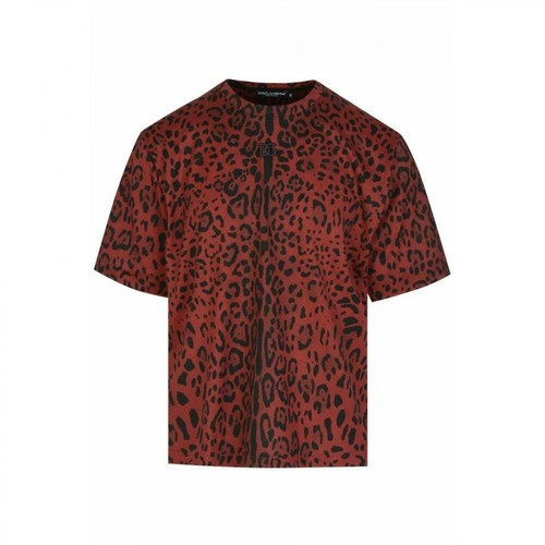 Dolce & Gabbana, Leopard T-Shirt Czerwony, male, 3170.00PLN
