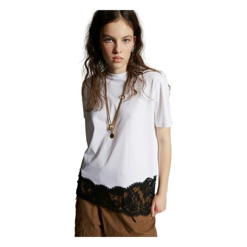 Dsquared2, Lace Embellishd T-Shirt Biały, female, 1149.60PLN