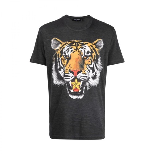 Dsquared2, Tiger Cool T-Shirt Czarny, male, 1131.00PLN