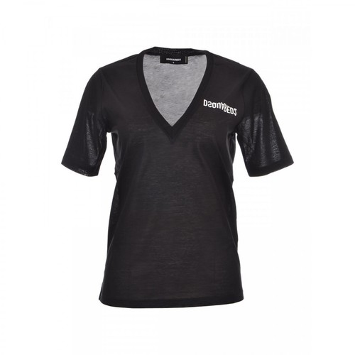 Dsquared2, V-neckline t-shirt Czarny, female, 780.00PLN