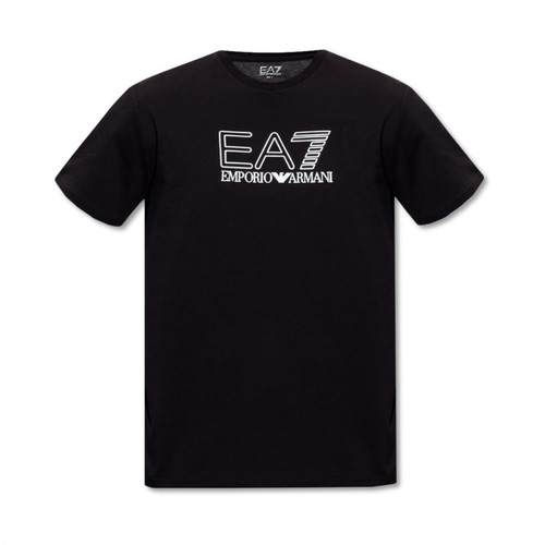 Emporio Armani EA7, T-shirt with logo Czarny, male, 436.70PLN