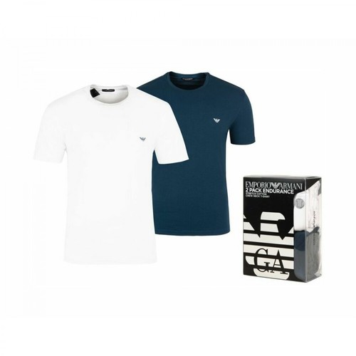 Emporio Armani, T-Shirt Emporio Armani Underwear 2 Pack Niebieski, male, 167.40PLN