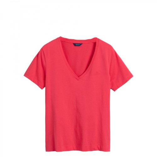 Gant, T-shirt col V Original Czerwony, female, 149.00PLN