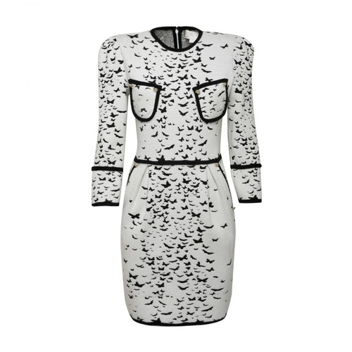 Genny, Jacquard butterflies all-over bodycon dress Beżowy, female, 3913.00PLN