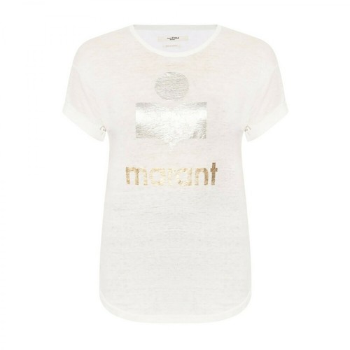 Isabel Marant Étoile, Lniany t-shirt z rozcięciem Biały, female, 616.00PLN