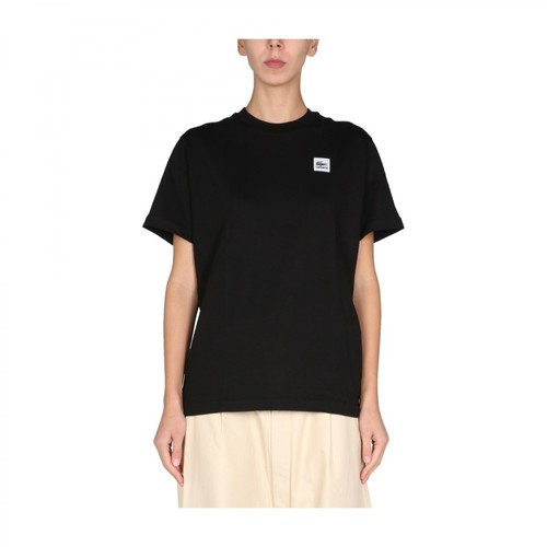 Lacoste, T-Shirt With Logo Patch Czarny, female, 274.00PLN