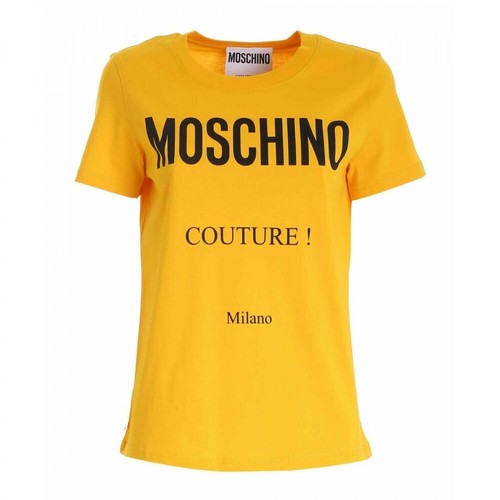 Moschino, label tshirt Żółty, female, 523.00PLN