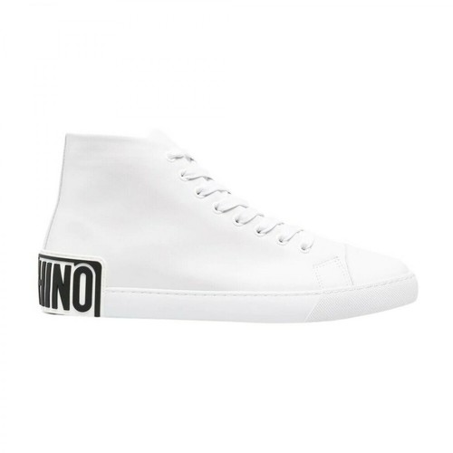 Moschino, Logo-Patch High-Top Sneakers Biały, male, 682.00PLN