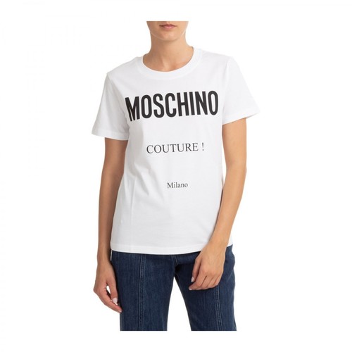 Moschino, t-shirt short sleeve crew neck round Biały, female, 570.00PLN