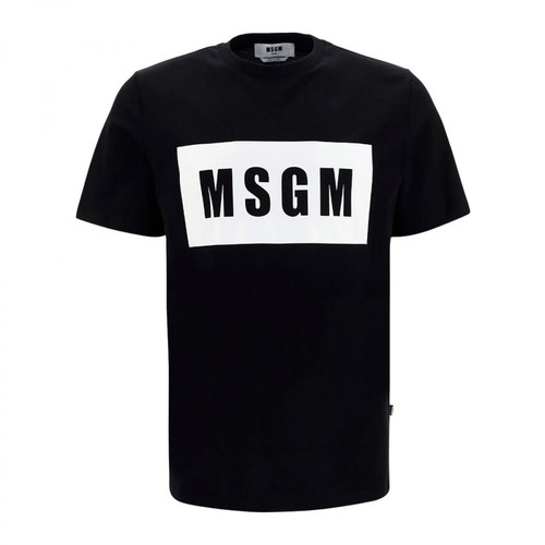 Msgm, T-shirt Logo Box Czarny, male, 329.00PLN