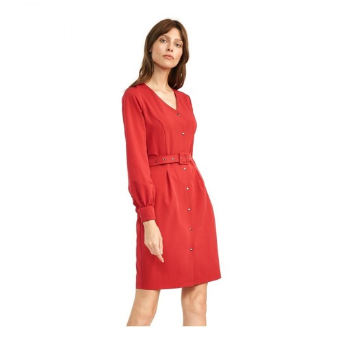 Nife, sukienka z paskiem w talii Czerwony, female, 161.41PLN
