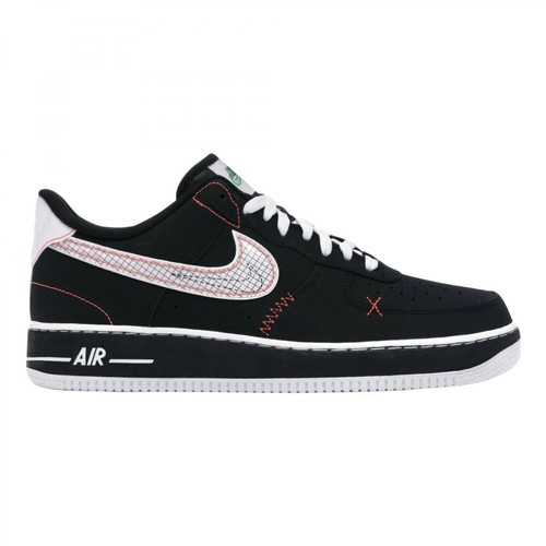 Nike, Air Force 1 Low Schematic Black White Bright Crimson Sneakers Czarny, male, 2320.00PLN