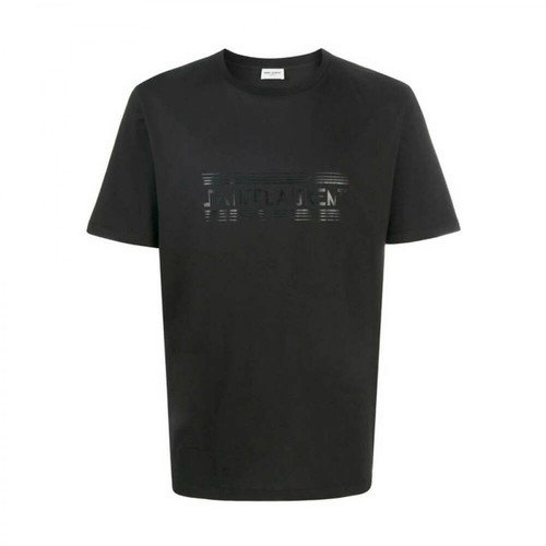 Saint Laurent, T-Shirt COL Rond Czarny, male, 1254.00PLN