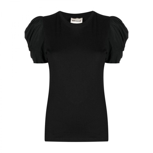 Semicouture, Adele T-Shirt with Puff Sleeves Czarny, female, 347.00PLN