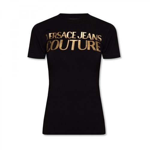 Versace Jeans Couture, T-shirt with logo Czarny, female, 575.00PLN