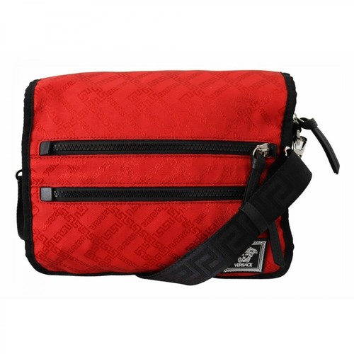 Versace, Nylon Crossbody Bag Czerwony, male, 3182.00PLN