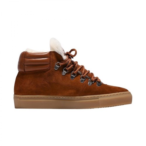 Zespà, Zsp2 suede leather and faux-fur high sneakers Brązowy, female, 1274.00PLN