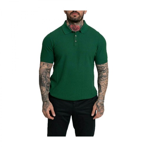 +39 Masq, Buttoned Neck Relaxed Fit T-Shirt Zielony, male, 730.00PLN
