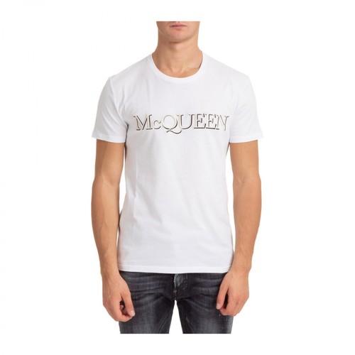 Alexander McQueen, t-shirt crew neckline Biały, male, 1182.00PLN