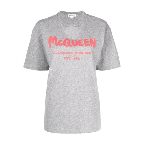 Alexander McQueen, T-shirt with Logo Szary, female, 1095.00PLN
