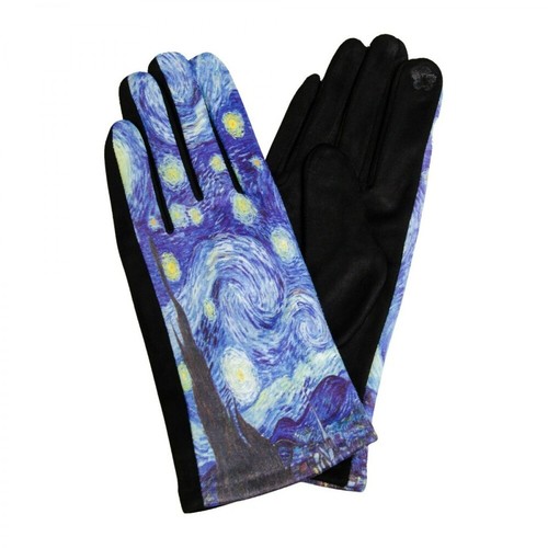 Allora, Rękawiczki Z Printem Malarskim Niebieski, female, 49.00PLN