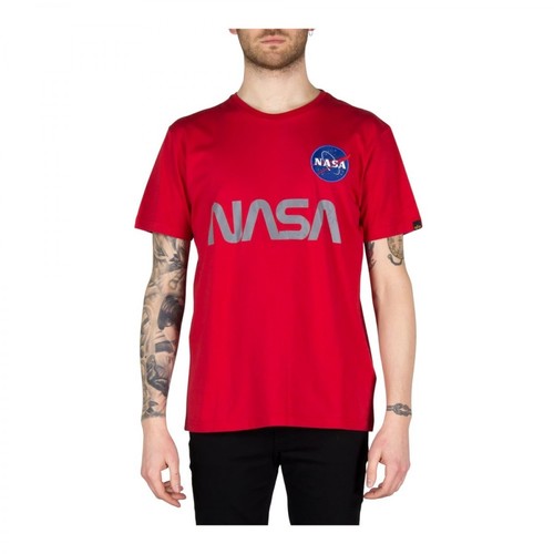 Alpha Industries, T-Shirt Nasa Czerwony, male, 182.85PLN