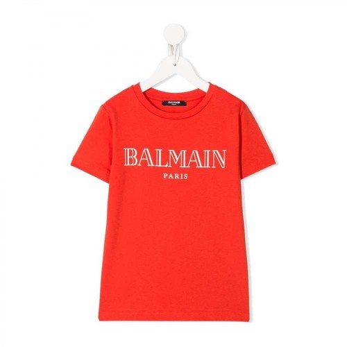 Balmain, T-Shirt mm giro st.logo Czerwony, female, 767.50PLN