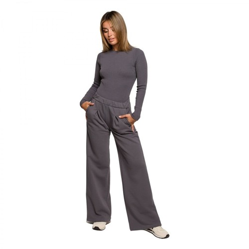 BE, Spodnie dresowe z szerokimi nogawkami Szary, female, 235.00PLN