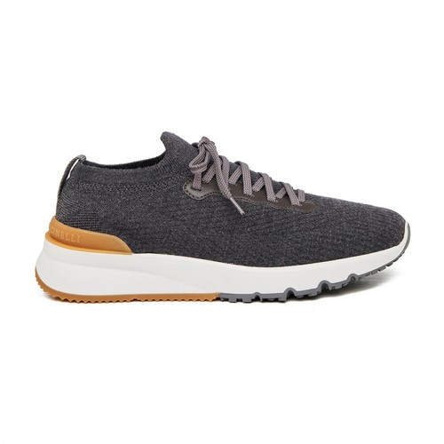 Brunello Cucinelli, Knitted low-top sneakers Szary, male, 4332.00PLN