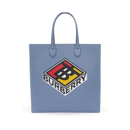 Burberry, Tote Bag Kane Logo Niebieski, male, 4458.00PLN