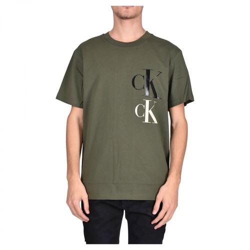 Calvin Klein Jeans, T-Shirt Girocollo CON Stampa Zielony, male, 124.82PLN