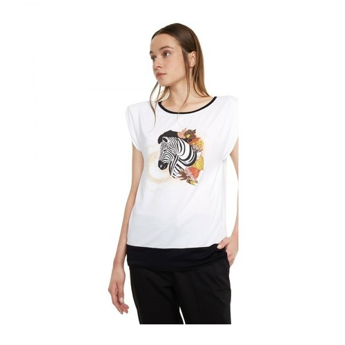 Clips, zebra-graphic-shoulder-t-shirt Biały, female, 684.00PLN
