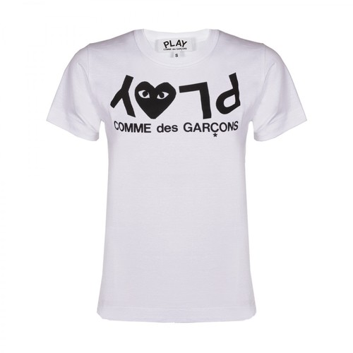 Comme des Garçons Play, Biegać Logo T-Shirt White Biały, male, 498.00PLN