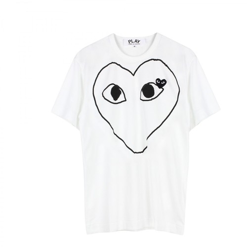 Comme des Garçons Play, Duży Serce Logo T-Shirt Biały, male, 484.00PLN
