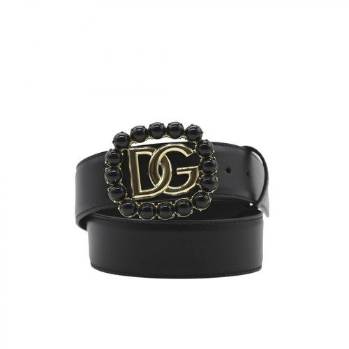 Dolce & Gabbana, Calfskin Belt With DG Logo With Black Pearls Czarny, female, 2714.00PLN