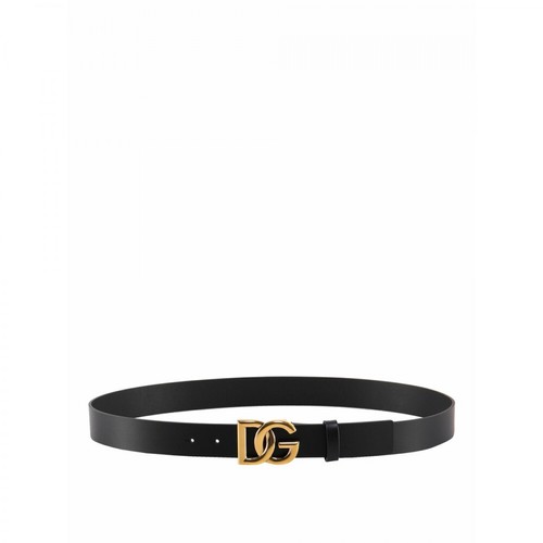 Dolce & Gabbana, Lux leather belt with crossover DG logo buckle Czarny, female, 1519.43PLN