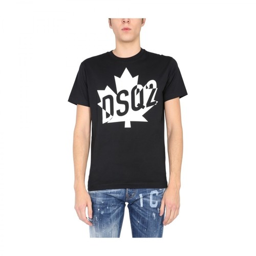 Dsquared2, T-shirt with logo Czarny, male, 639.00PLN