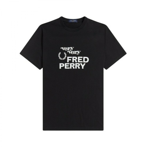 Fred Perry, Printed T-shirt Czarny, male, 407.00PLN