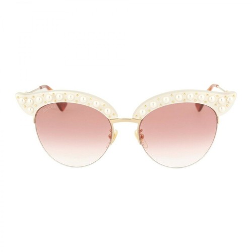 Gucci, Cat Eye Sunglasses With Pearls Biały, female, 1140.00PLN