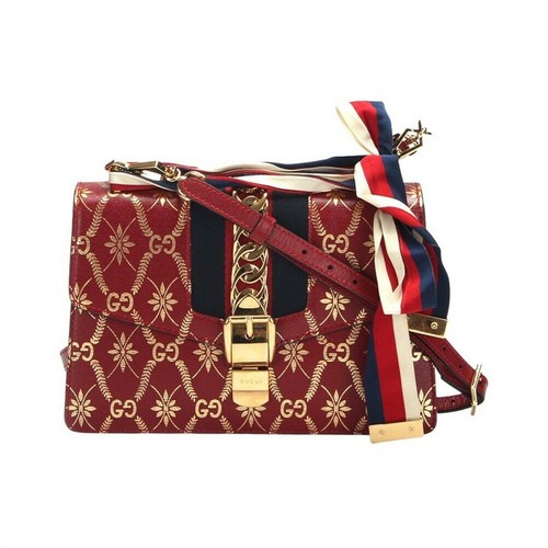 Gucci Vintage, Pre-owned Small Sylvie Printed Leather Shoulder Bag Czerwony, female, 11460.00PLN