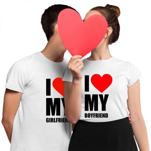 Komplet dla pary - I love my boyfriend, girlfriend - męska i damska koszulka z nadrukiem 110.00PLN