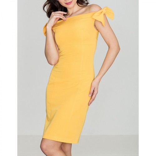 Lenitif, Sukienka z odkrytymi ramionami K028 Żółty, female, 76.45PLN