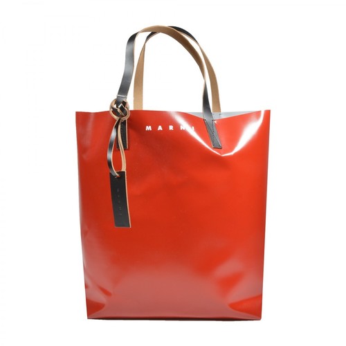 Marni, Shopping bag with calfskin handles Czerwony, male, 1190.00PLN