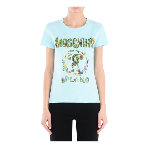 Moschino, Floral Print T-Shirt Niebieski, female, 589.00PLN