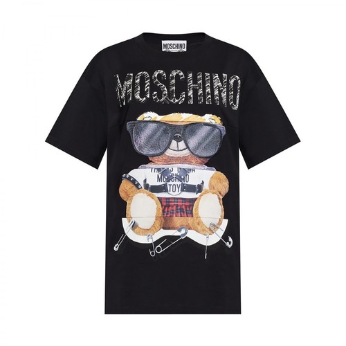 Moschino, Logo T-shirt Czarny, female, 1601.00PLN
