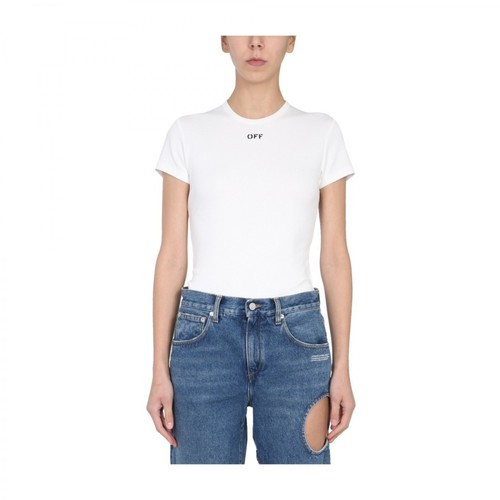 Off White, Basic Ribbed T-shirt Biały, female, 735.00PLN