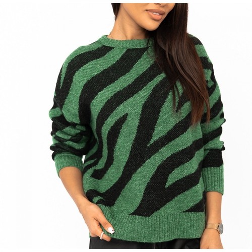 Ooh la la, Krótki sweter w zwierzęcym princie Zielony, female, 191.20PLN